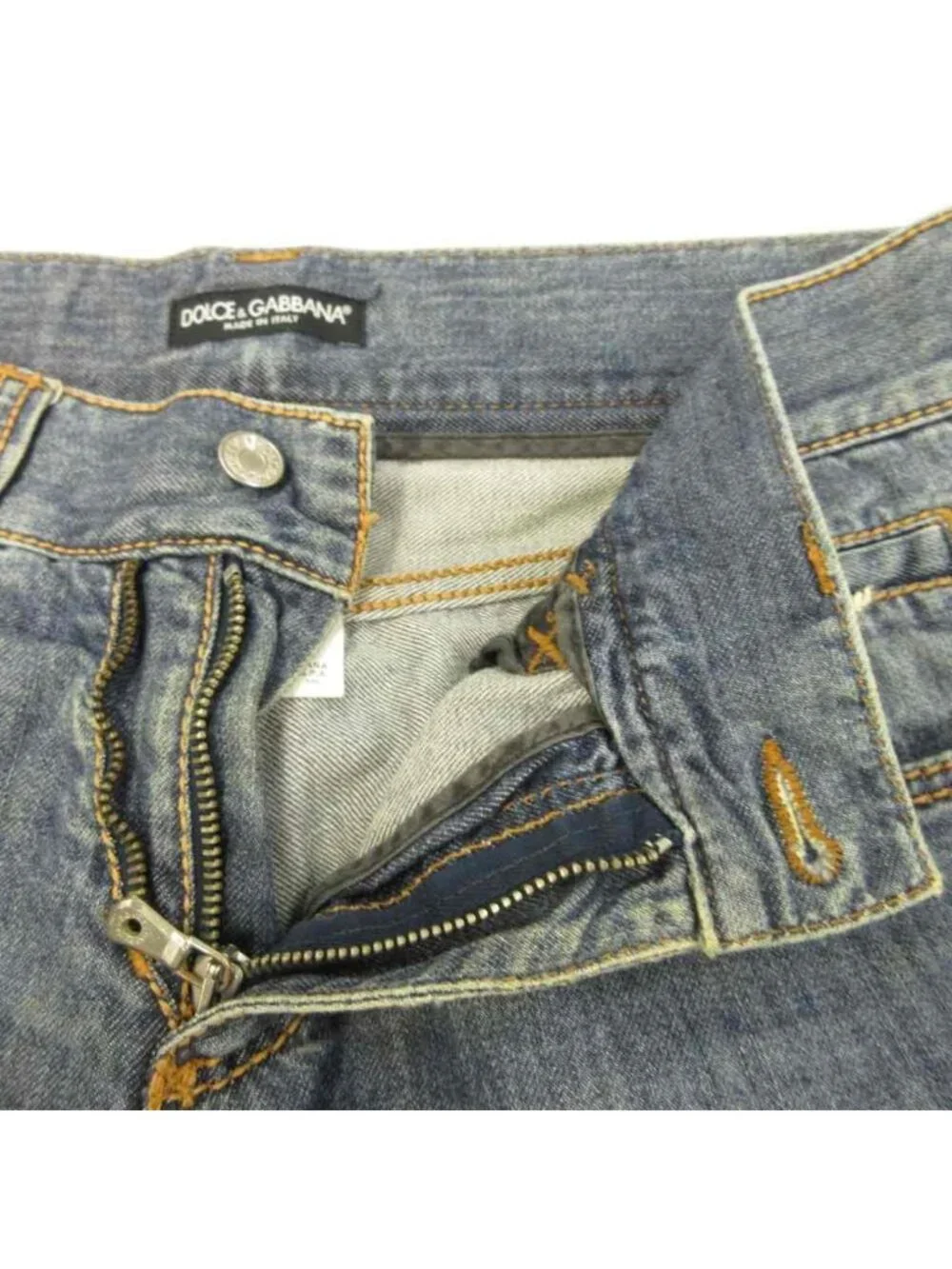 Dolce & Gabbana Denim Pants Jeans Straight Logo Patch 46 M Indigoblue
